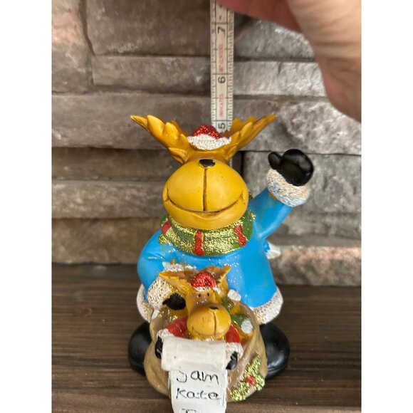 Vintage Moose Stocking Holder With Santa Hat & List Of Names Sam Kate Tina Mike - Picture 7 of 8
